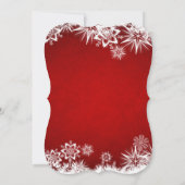 Weiße Schneeflocken auf rotem WeihnachtsBrautparty Einladung (Rückseite)
