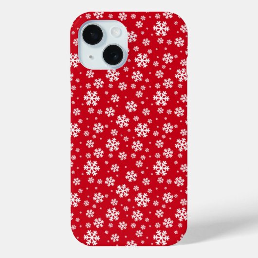 Weiße Schneeflocken auf rotem Wintermuster Case-Mate iPhone Hülle (Rückseite)