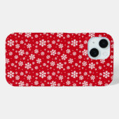 Weiße Schneeflocken auf rotem Wintermuster Case-Mate iPhone Hülle (Rückseite (Horizontal))