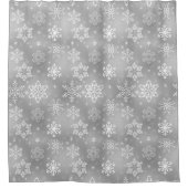 Weiße Schneeflocken auf Silber Duschvorhang (Vorderseite)
