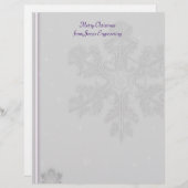 Weiße Schneeflocken auf Silber mit Lila Hintergrun (Vorne/Hinten)