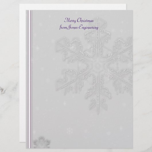 Weiße Schneeflocken auf Silber mit Lila Hintergrun (Vorne/Hinten)