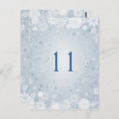 Weiße Schneeflocken auf silberblauer Tischnummer (Vorne/Hinten)