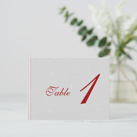 Weiße Schneeflocken auf Silberhochzeit-Tischnummer Postkarte (Stehend Vorderseite)