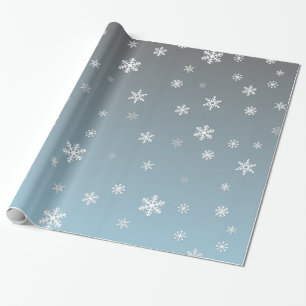 Weiße Schneeflocken auf silbernem Blau Geschenkpapier