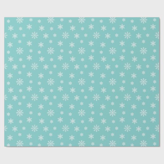 Weiße Schneeflocken auf türkischem Hintergrund Geschenkpapier (Flach)