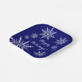 Weiße Schneeflocken auf Urlaub in Blue Happy Pappteller (Gewinkelt)