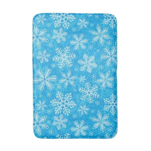 Weiße Schneeflocken Badematte (Vorderseite Vertikal)