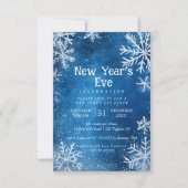 Weiße Schneeflocken Blau 1 Silvesterabend Party Einladung (Vorderseite)