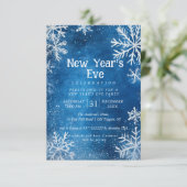 Weiße Schneeflocken Blau 1 Silvesterabend Party Einladung (Stehend Vorderseite)