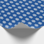 Weiße Schneeflocken Blau Geschenkpapier (Ecke)