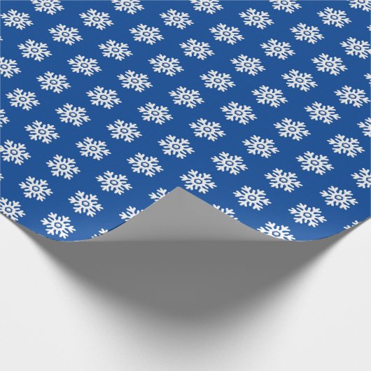 Weiße Schneeflocken Blau Geschenkpapier (Ecke)