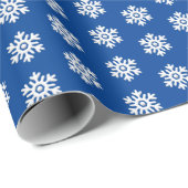 Weiße Schneeflocken Blau Geschenkpapier (Rolleneckpunkt)