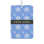 Weiße Schneeflocken, Blau, Ihr Name, Personalisier Autolufterfrischer (Rückseite)