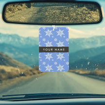 Weiße Schneeflocken, Blau, Ihr Name, Personalisier