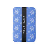 Weiße Schneeflocken, Blau, Ihr Name, Personalisier Badematte (Vorderseite Vertikal)