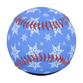 Weiße Schneeflocken, Blau, Ihr Name, Personalisier Baseball (Rückseite)