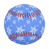 Weiße Schneeflocken, Blau, Ihr Name, Personalisier Baseball (Vorderseite)