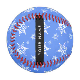 Weiße Schneeflocken, Blau, Ihr Name, Personalisier Baseball