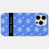 Weiße Schneeflocken, Blau, Ihr Name, Personalisier Case-Mate iPhone Hülle (Rückseite (Horizontal))
