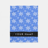 Weiße Schneeflocken, Blau, Ihr Name, Personalisier Fleecedecke (Vorderseite)