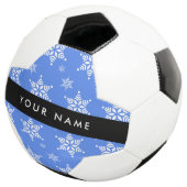 Weiße Schneeflocken, Blau, Ihr Name, Personalisier Fußball (Dreiviertel)