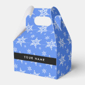 Weiße Schneeflocken, Blau, Ihr Name, Personalisier Geschenkschachtel (Vorderseite)