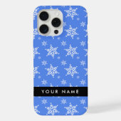 Weiße Schneeflocken, Blau, Ihr Name, Personalisier iPhone Hülle (Rückseite)