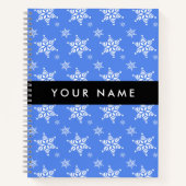 Weiße Schneeflocken, Blau, Ihr Name, Personalisier Notizblock (Vorderseite)