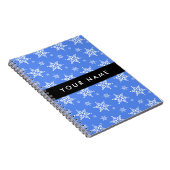 Weiße Schneeflocken, Blau, Ihr Name, Personalisier Notizblock (Rechte Seite)