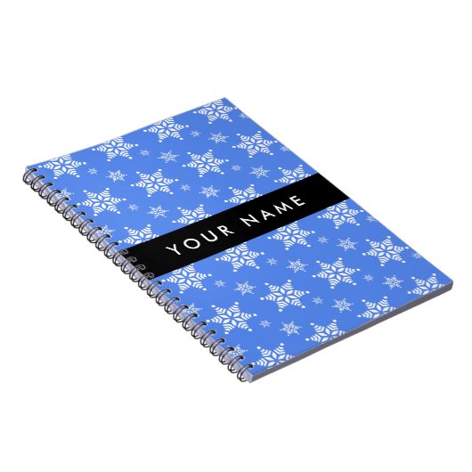 Weiße Schneeflocken, Blau, Ihr Name, Personalisier Notizblock (Rechte Seite)
