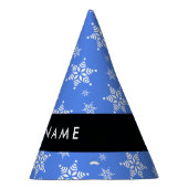 Weiße Schneeflocken, Blau, Ihr Name, Personalisier Partyhütchen (Rechts)