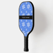 Weiße Schneeflocken, Blau, Ihr Name, Personalisier Pickleball Schläger (Links)