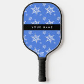 Weiße Schneeflocken, Blau, Ihr Name, Personalisier Pickleball Schläger (Vorderseite)