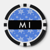 Weiße Schneeflocken, Blau, Ihr Name, Personalisier Pokerchips (Vorderseite)