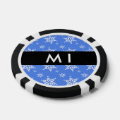 Weiße Schneeflocken, Blau, Ihr Name, Personalisier Pokerchips (Einzeln)