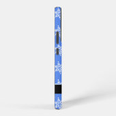 Weiße Schneeflocken, Blau, Ihr Name, Personalisier Samsung Galaxy Hülle (Rechte Seite)