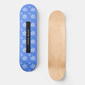 Weiße Schneeflocken, Blau, Ihr Name, Personalisier Skateboard (Vorderseite)