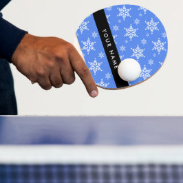 Weiße Schneeflocken, Blau, Ihr Name, Personalisier Tischtennis Schläger