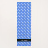 Weiße Schneeflocken, Blau, Ihr Name, Personalisier Yogamatte (Rückseite)