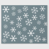 Weiße Schneeflocken Blau im Hintergrund Weihnachte Geschenkpapier (Flach)