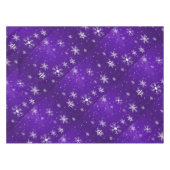 Weiße Schneeflocken Blauer Hintergrund Cotton Tabl Tischdecke (Vorderseite (Horizontal))