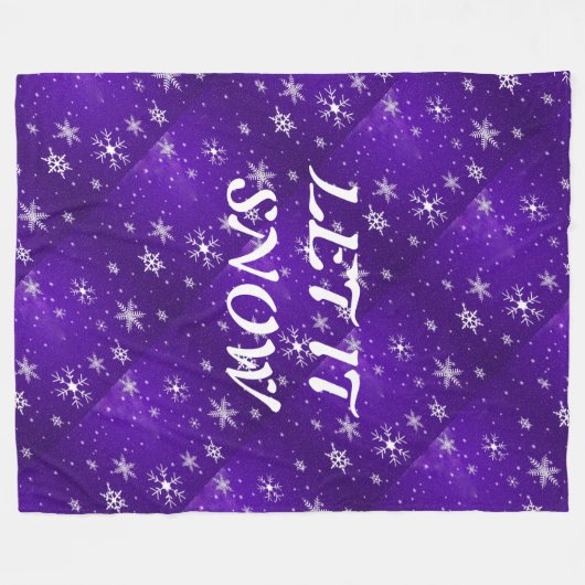 Weiße Schneeflocken Blaues Lila Backgd Fleece Blan (Vorderseite (Horizontal))