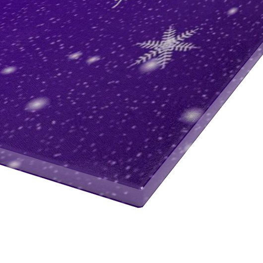 Weiße Schneeflocken Blaues Lila Glass-Schneidboard Schneidebrett (Ecke)