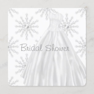 Weiße Schneeflocken Brautkleid Brautparty Einladung
