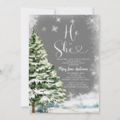 Weiße Schneeflocken, die er oder sie Winter Geschl Einladung (Vorderseite)