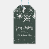 Weiße Schneeflocken elegante grüne Weihnachten Geschenkanhänger (Vorderseite)