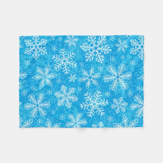 Weiße Schneeflocken Fleecedecke (Vorderseite (Horizontal))