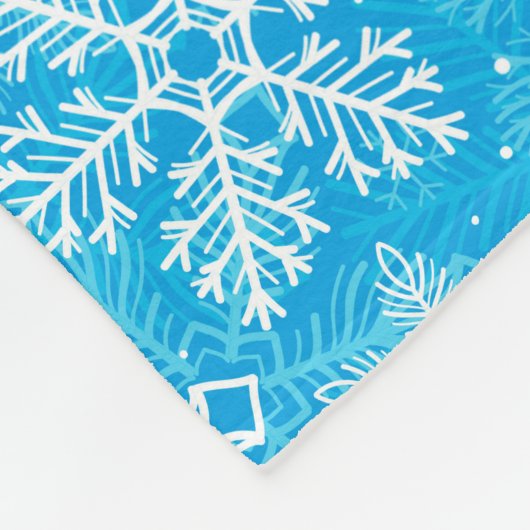 Weiße Schneeflocken Fleecedecke (Ecke)