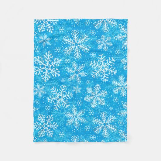 Weiße Schneeflocken Fleecedecke (Vorderseite)